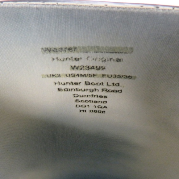 Hunter Original Tall Black Rain Boots US 4M/5F - Picture 6 of 7